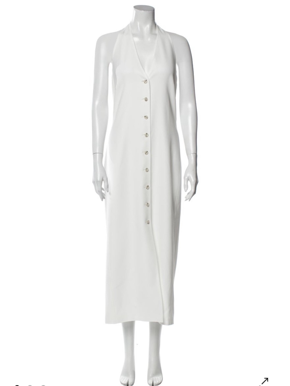 ADEAM White V-Neck Button-Front Maxi Dress